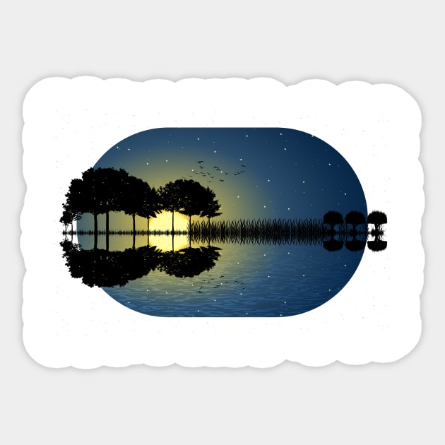 guitar island moonlight Sticker by psychoshadow